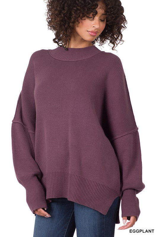 Side Slit Oversized Sweater - U Moody