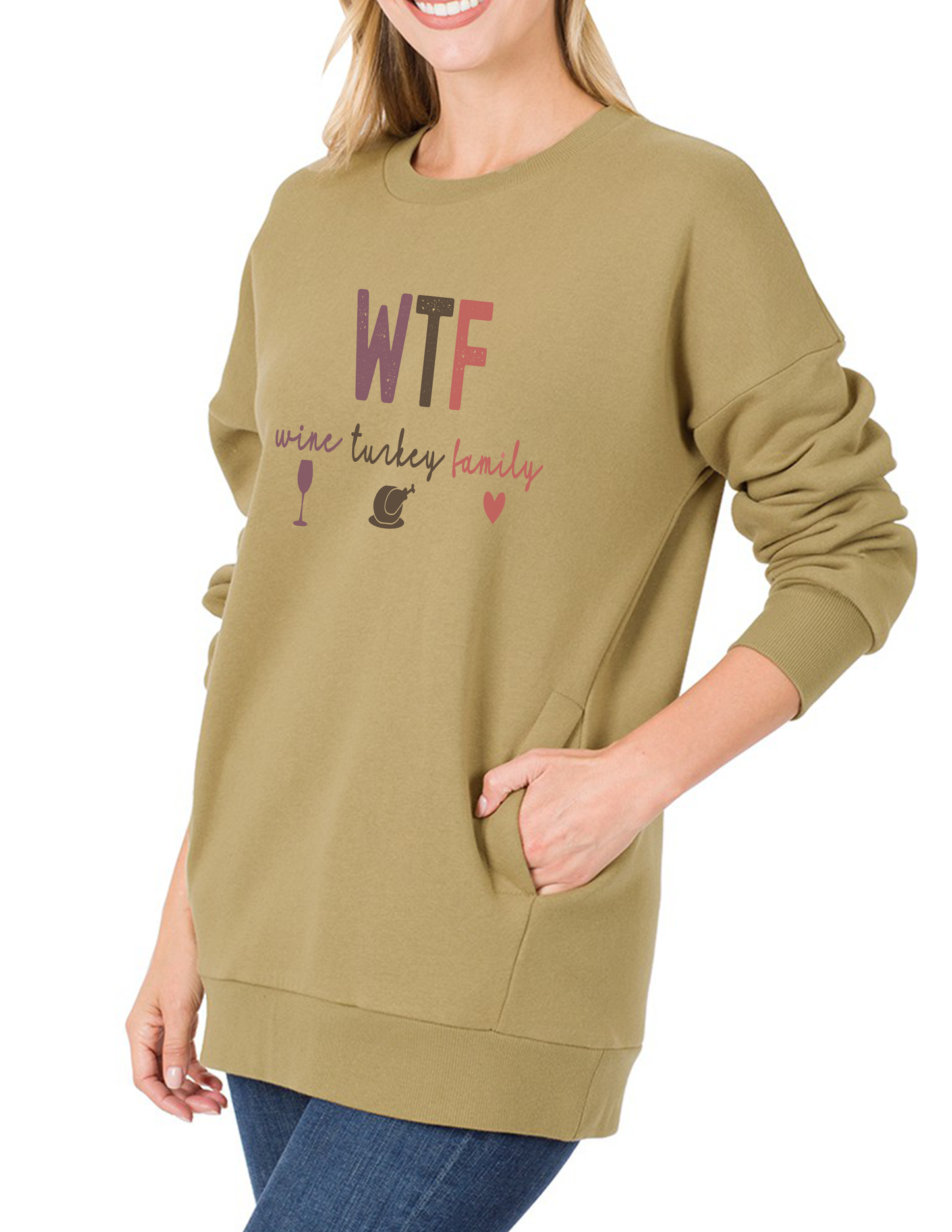 WTF Wine Turkey Family Soft Crew - U Moody