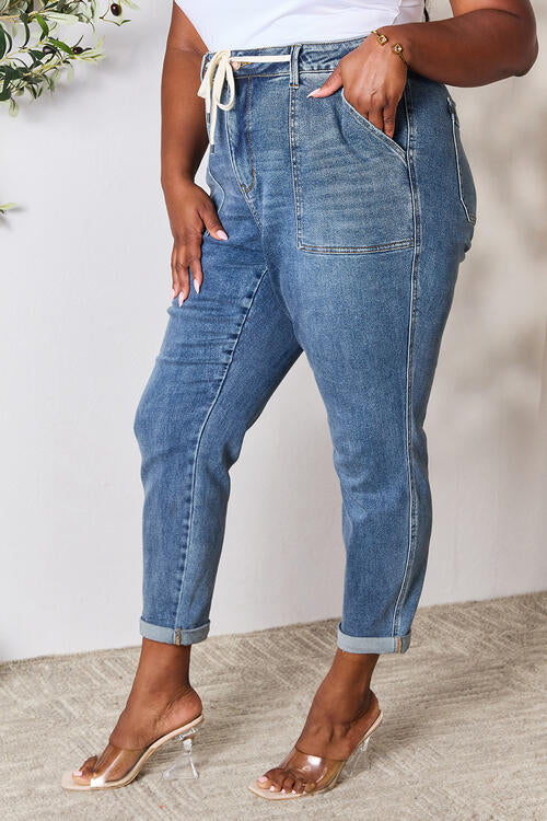 Judy Blue Full Size High Waist Drawstring Denim Jeans - U Moody