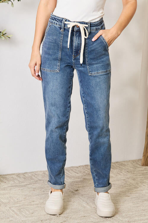 Judy Blue Full Size High Waist Drawstring Denim Jeans - U Moody