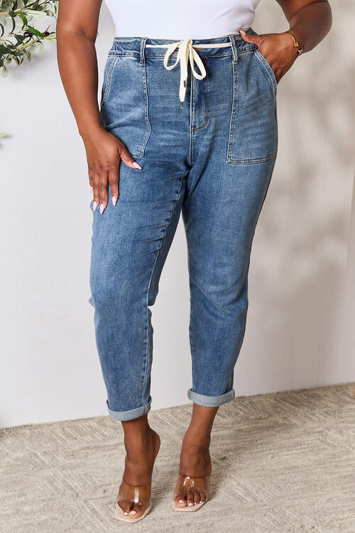 Judy Blue Full Size High Waist Drawstring Denim Jeans - U Moody