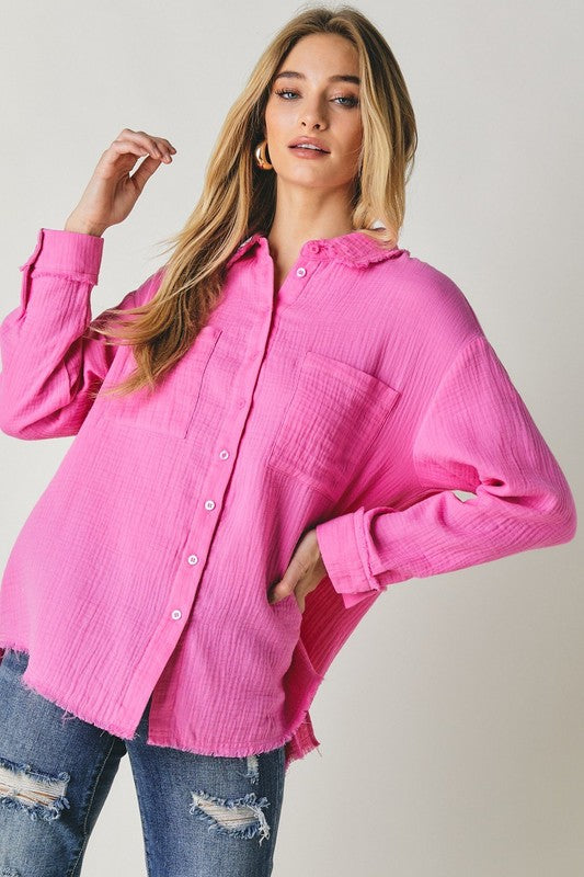 Solid Button Down Long Sleeve Shirt - U Moody