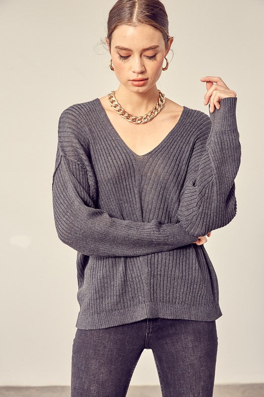 V-Neck Knit Top - U Moody