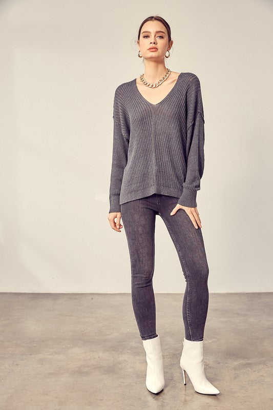 V-Neck Knit Top - U Moody