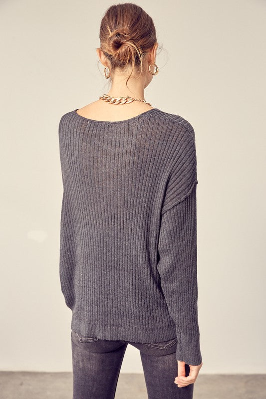 V-Neck Knit Top - U Moody