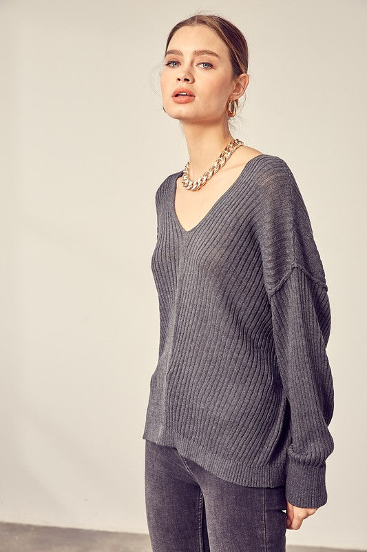 V-Neck Knit Top - U Moody