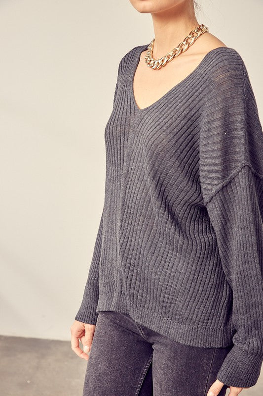 V-Neck Knit Top - U Moody