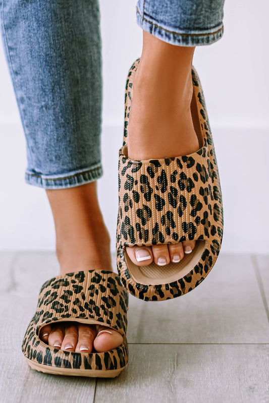 Slipper Slides-Tan Leopard