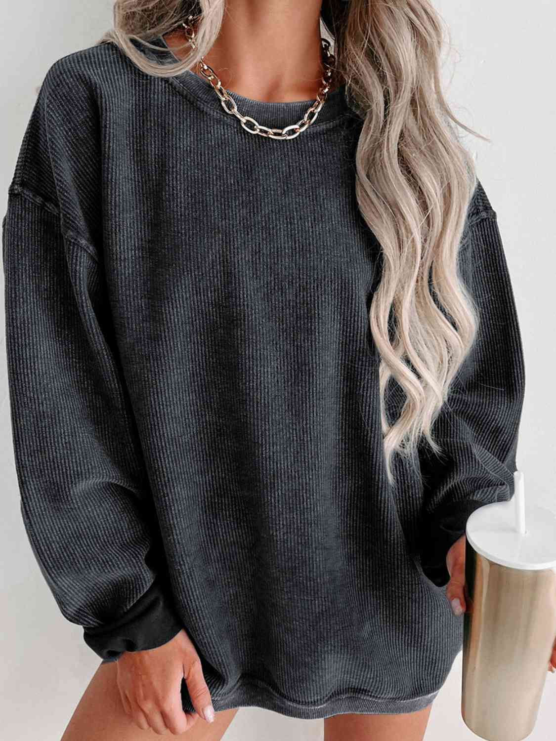 Round Neck Dropped Shoulder Sweatshirt - U Moody