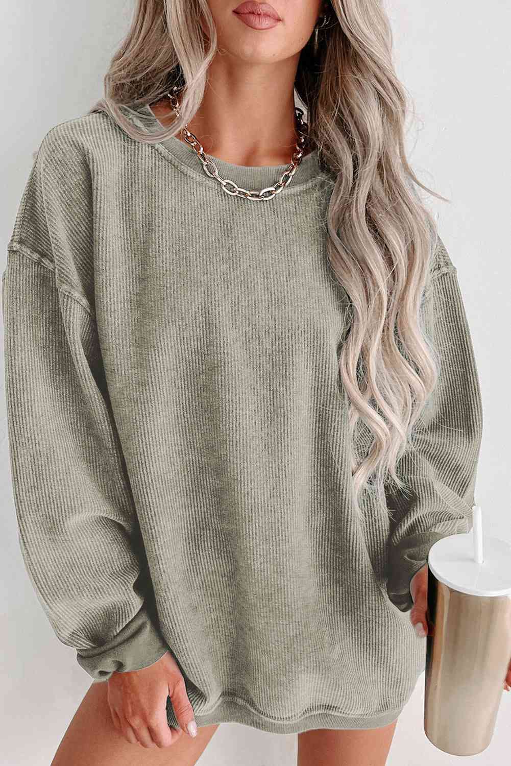 Round Neck Dropped Shoulder Sweatshirt - U Moody