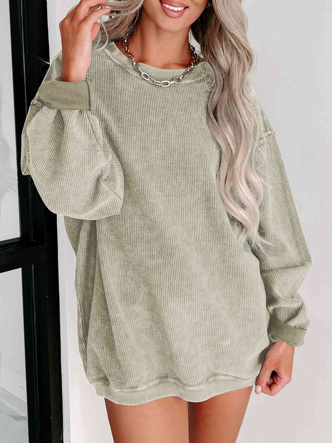 Round Neck Dropped Shoulder Sweatshirt - U Moody