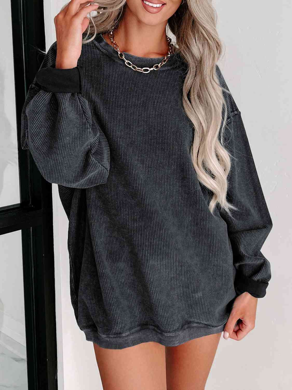 Round Neck Dropped Shoulder Sweatshirt - U Moody