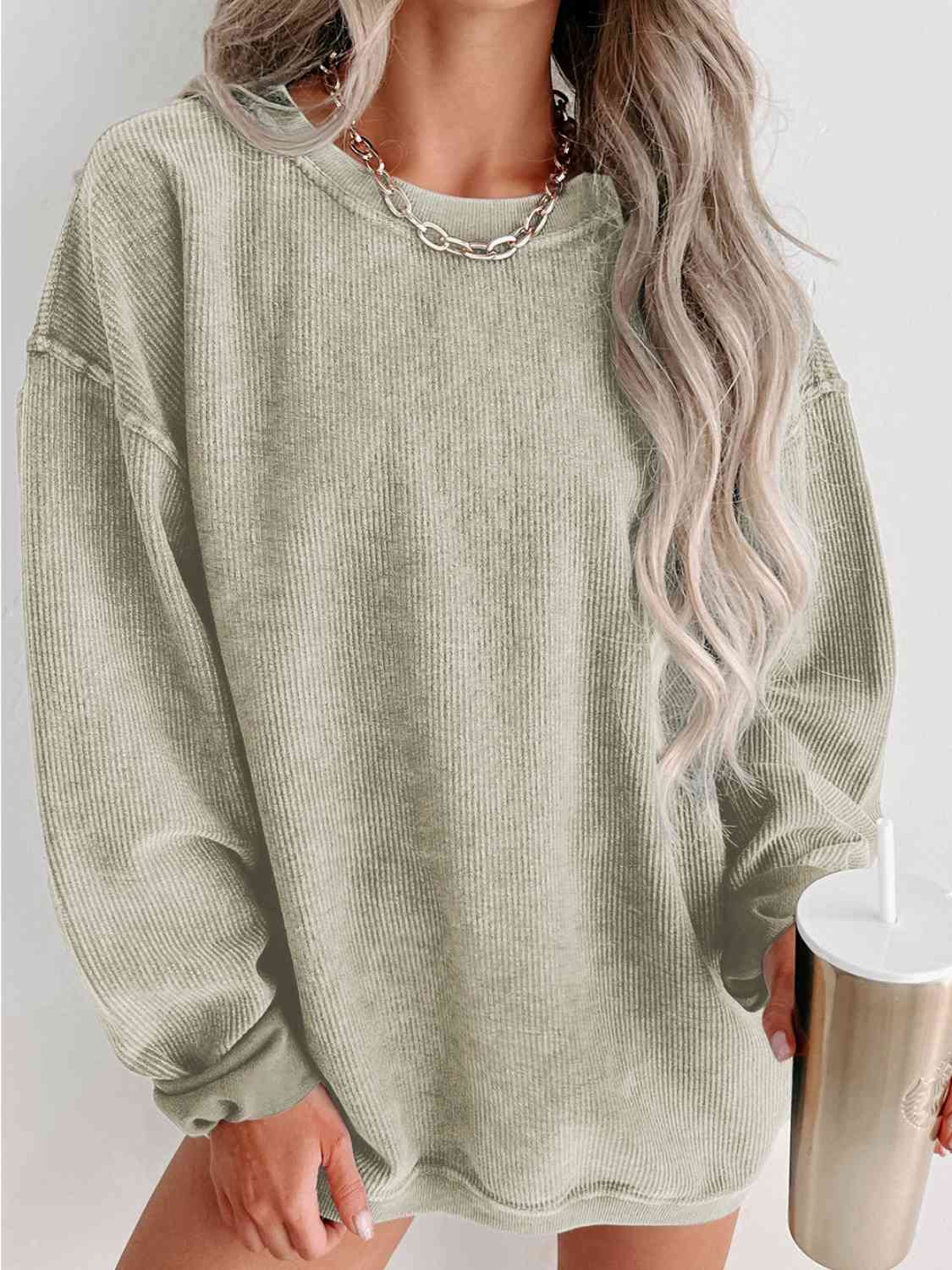 Round Neck Dropped Shoulder Sweatshirt - U Moody