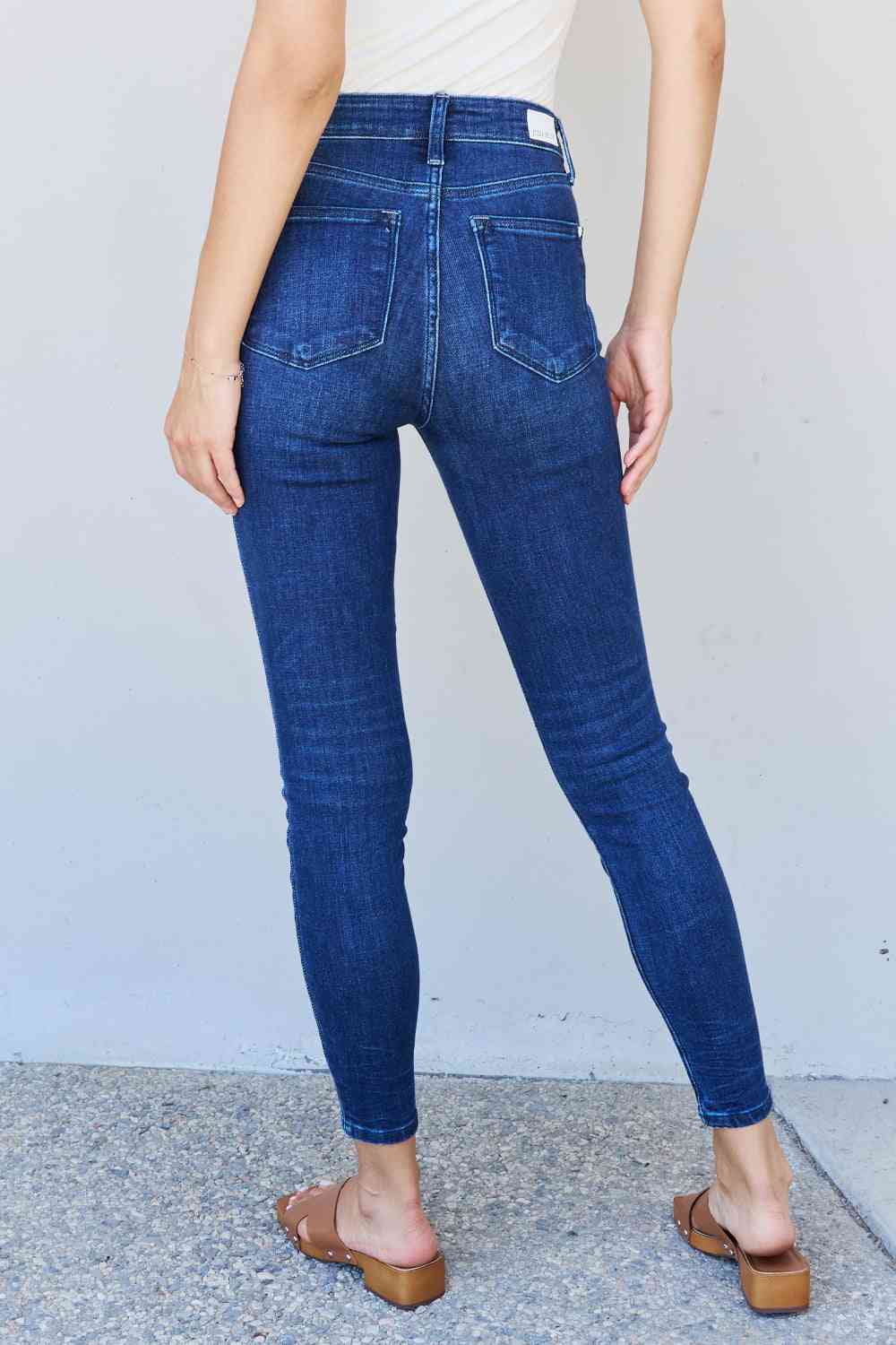 Judy Blue Marie Full Size Mid Rise Crinkle Ankle Detail Skinny Jeans - U Moody