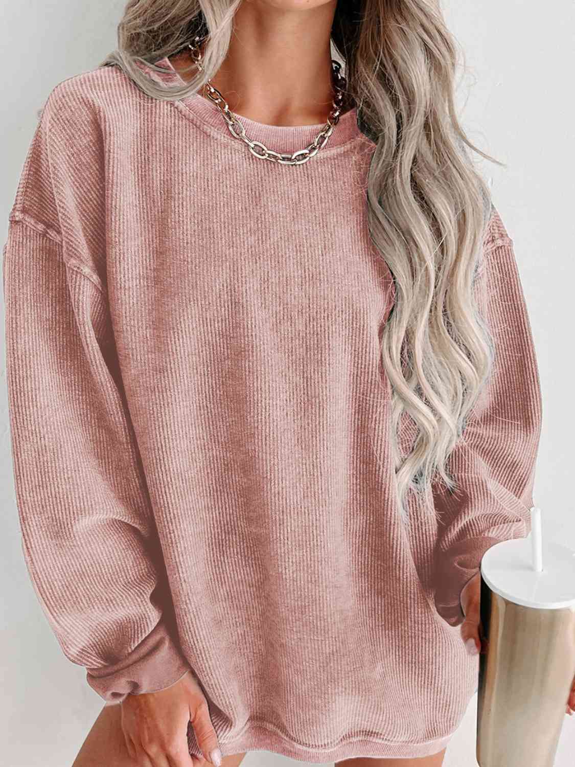 Round Neck Dropped Shoulder Sweatshirt - U Moody