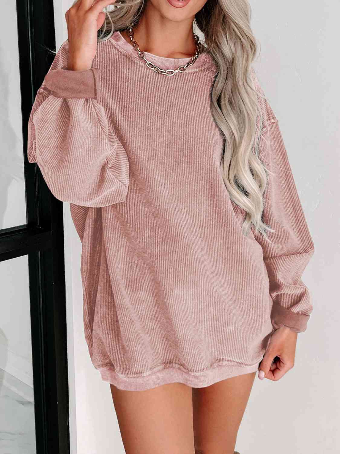 Round Neck Dropped Shoulder Sweatshirt - U Moody