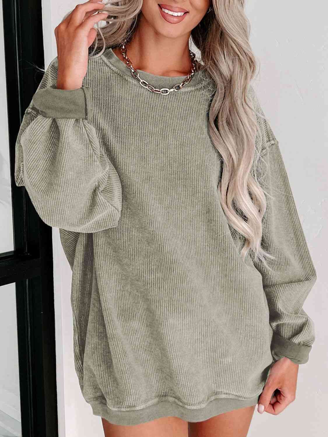 Round Neck Dropped Shoulder Sweatshirt - U Moody