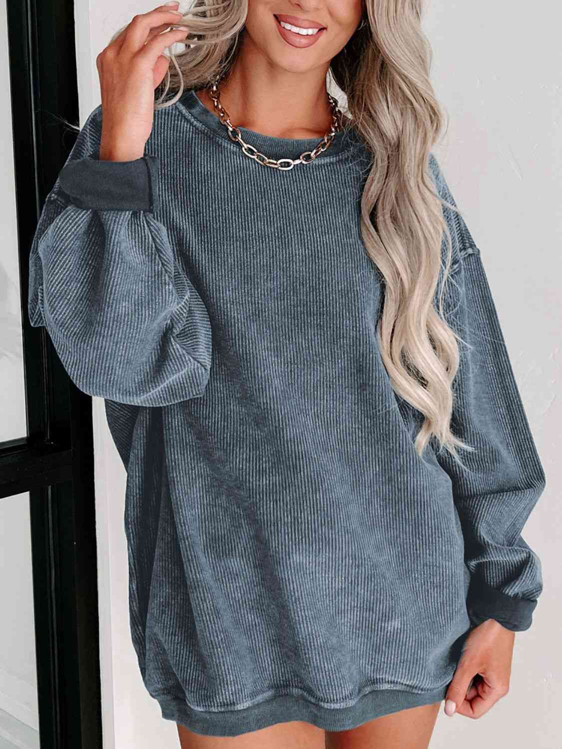 Round Neck Dropped Shoulder Sweatshirt - U Moody